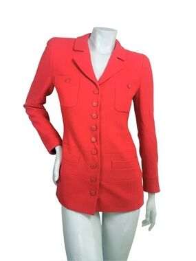 Chanel Vintage 95A Coral Bouclé CC Button Jacket
